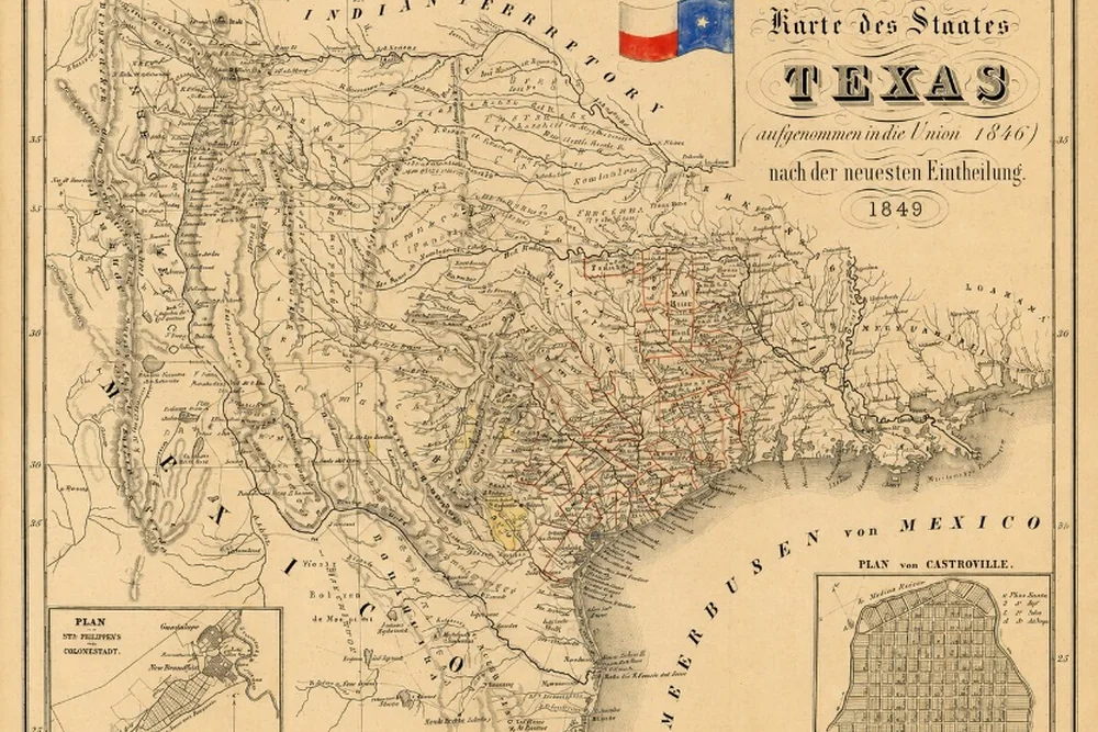 Historic Texas map representing title and boundary survey research