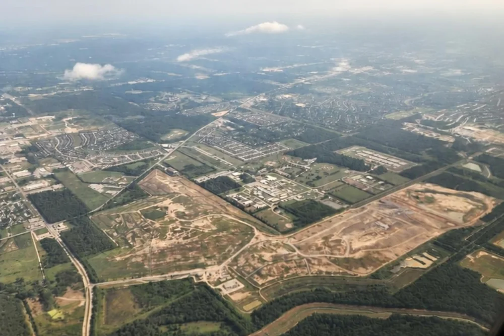 Aerial view of Texas terrain for topographic mapping